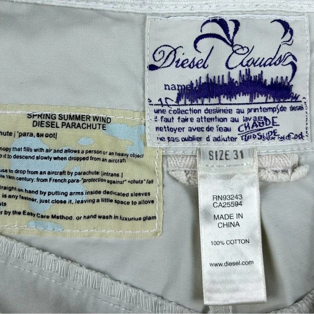 Diesel Parachute Mens Cargo Capri Pants Shorts Loose Fit Baggy Rave Skate Y2K